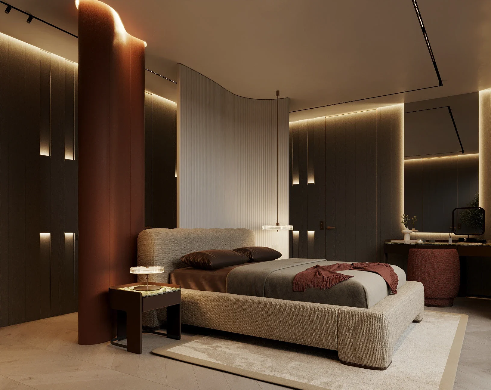 Architectural Luxury Villa with Ambient Landscape Lighting